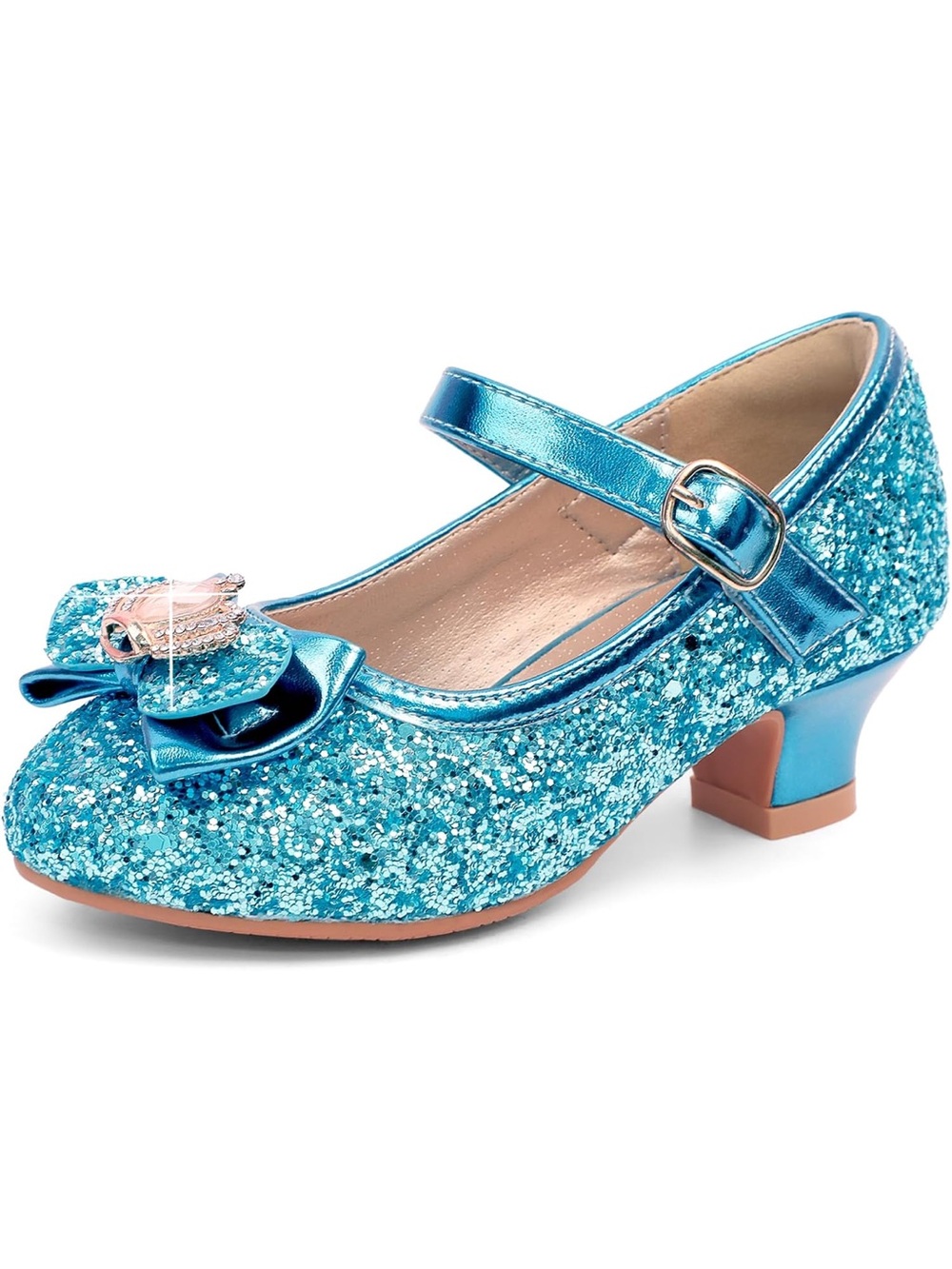 💎NWT PANDANINJIA GIRLS BLUE GLITTER MARY JABE DRESS SHOES SIZE 3